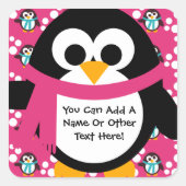 Roze Penguin Party Stickers (Voorkant)