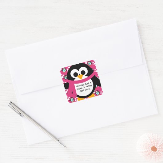 Roze Penguin Party Stickers (Envelop)