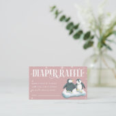 Roze Penguins Baby shower Diaper Raffle Ticket Informatiekaartje (Staand voorkant)