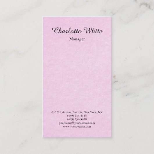 Roze penseel script moderne eminine elegant visitekaartje (Voorkant)