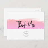 Roze penseel voor zakelijke clientwaardering briefkaart (Voorkant / Achterkant)