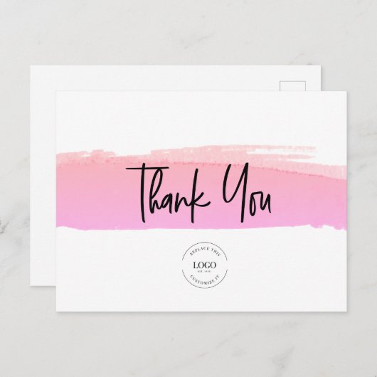 Roze penseel voor zakelijke clientwaardering briefkaart (Voorkant / Achterkant)