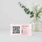 Roze penseelhaar make-up foto qr code logo visitekaartje (Staand voorkant)