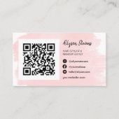 Roze penseelhaar make-up foto qr code logo visitekaartje (Voorkant)