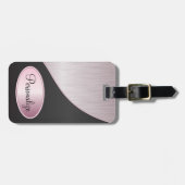 Roze penseelstaal en zwarte afdrukken bagagelabel (Voorkant horizontaal)