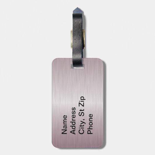 Roze penseelstaal en zwarte afdrukken bagagelabel (Achterkant verticaal)