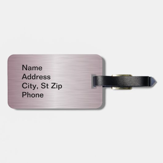 Roze penseelstaal en zwarte afdrukken bagagelabel (Achterkant horizontaal)