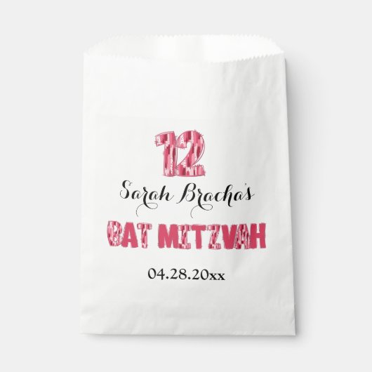 Roze penseelstreek Bat Mitzva Favors Bedankzakje (Voorkant)