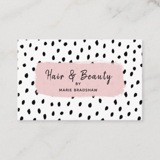 Roze penseelstreek en Visitekaartje van Spots Beau (Voorkant)