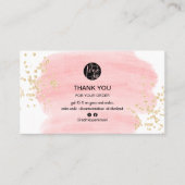 Roze penseelstreek goud glitter logo orde dank u visitekaartje (Voorkant)