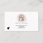 Roze penseelstreek minimalistische logo orde dank  visitekaartje (Achterkant)
