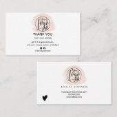 Roze penseelstreek minimalistische logo orde dank  visitekaartje (Voorkant / Achterkant)