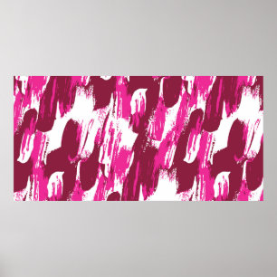 Roze penseelstreek modern naadloos patroon poster