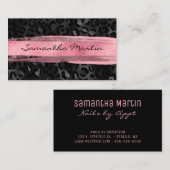 Roze penseelstreek zwarte Folie luipaard Visitekaartje (Voorkant / Achterkant)