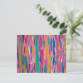 Roze penseelstreken Abstracte afdrukken Briefkaart
