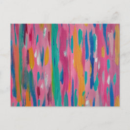 Roze penseelstreken Abstracte afdrukken Briefkaart