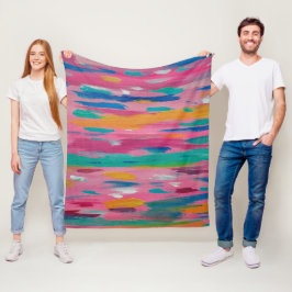 Roze penseelstreken Abstracte afdrukken Fleece Deken