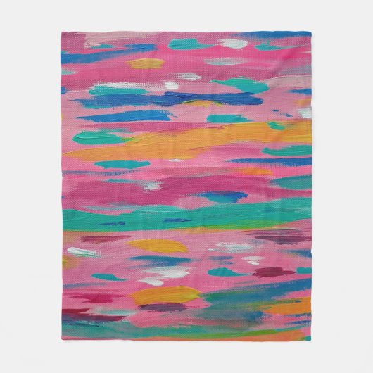 Roze penseelstreken Abstracte afdrukken Fleece Deken (Voorkant)