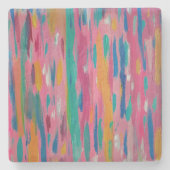 Roze penseelstreken Abstracte afdrukken Stenen Onderzetter (Voorkant)