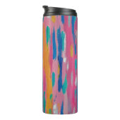 Roze penseelstreken Abstracte afdrukken Thermosbeker (Geroteerd rechts)