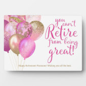 Roze pensioen grappig citaat fotoplaat (voorkant)