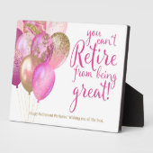 Roze pensioen grappig citaat fotoplaat (Zijkant)
