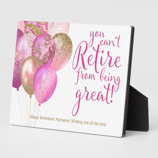 Roze pensioen grappig citaat fotoplaat (Zijkant)