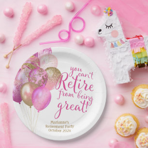 Roze pensioen grappig citaat papieren bordje