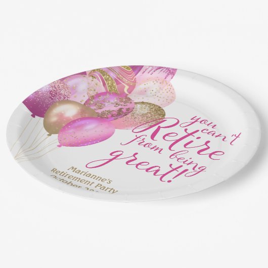 Roze pensioen grappig citaat papieren bordje (Gekanteld)