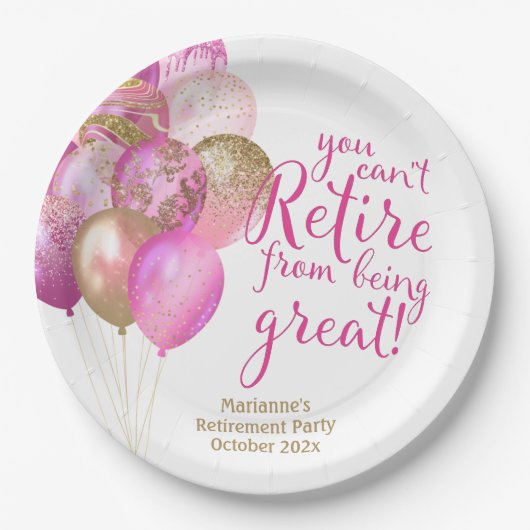 Roze pensioen grappig citaat papieren bordje (Voorkant)