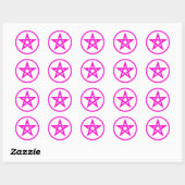 roze pentakel ronde sticker (Vel)