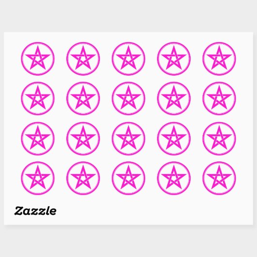 roze pentakel ronde sticker (Vel)