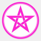 roze pentakel ronde sticker (Voorkant)