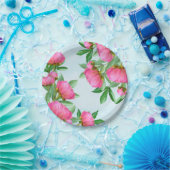 Roze Peonies Bouquet Papieren Bordje (Feest)