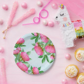 Roze Peonies Bouquet Papieren Bordje (Feest)