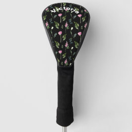 Roze Peonies Greenery Black Chic  naam Golfheadcover