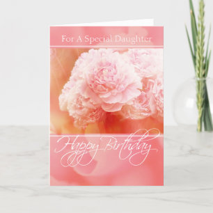 Roze Peonies Happy Birthday-dochterkaart Kaart