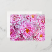 Roze Peonies Moederdag Folie Feestdagen Briefkaart (Voorkant / Achterkant)