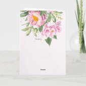 Roze Peonies Name Day Card Kaart (Achterkant)