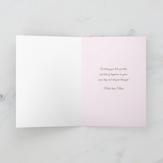 Roze Peonies Name Day Card Kaart (Binnen)