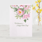 Roze Peonies Name Day Card Kaart (Gele Bloem)