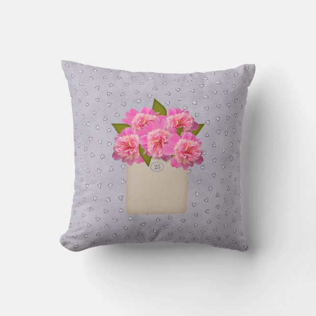 Roze Peonies Pillow Kussen (Voorkant)