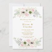 Roze Peony Anemone Flower Gold Wedding Shower (Voorkant)