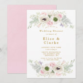 Roze Peony Anemone Flower Gold Wedding Shower (Voorkant / Achterkant)