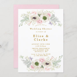 Roze Peony Anemone Flower Gold Wedding Shower