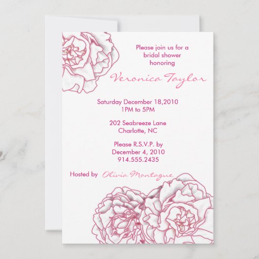 Roze Peony Bridal Shower Kaart (Voorkant)