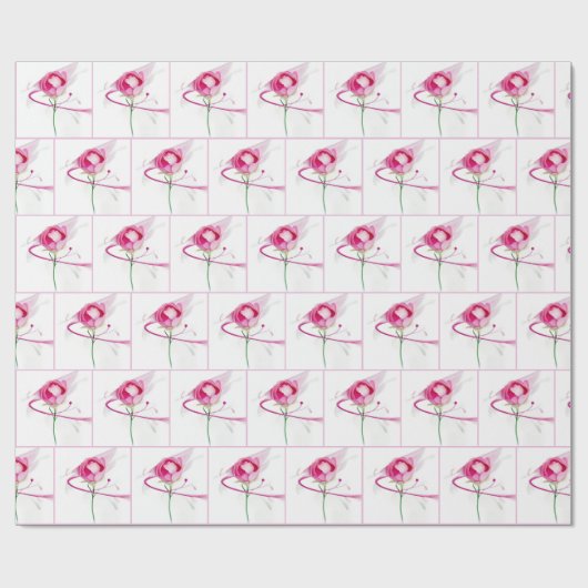 Roze Peony Bud Abstract schilderij Cadeaupapier (Vlak)