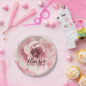 Roze Peony Flower Elegant Bloemen Custom Wedding Papieren Bordje (Feest)