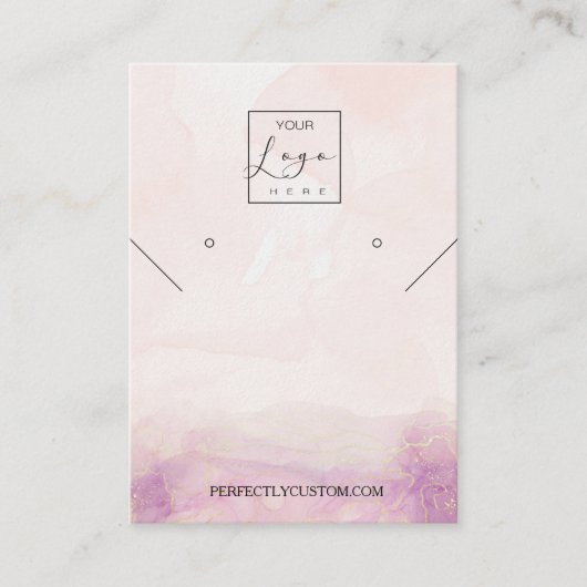 Roze Peony Flower ketting oorringen display Busi Visitekaartje (Voorkant)