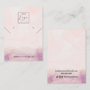 Roze Peony Flower ketting oorringen display Busi Visitekaartje